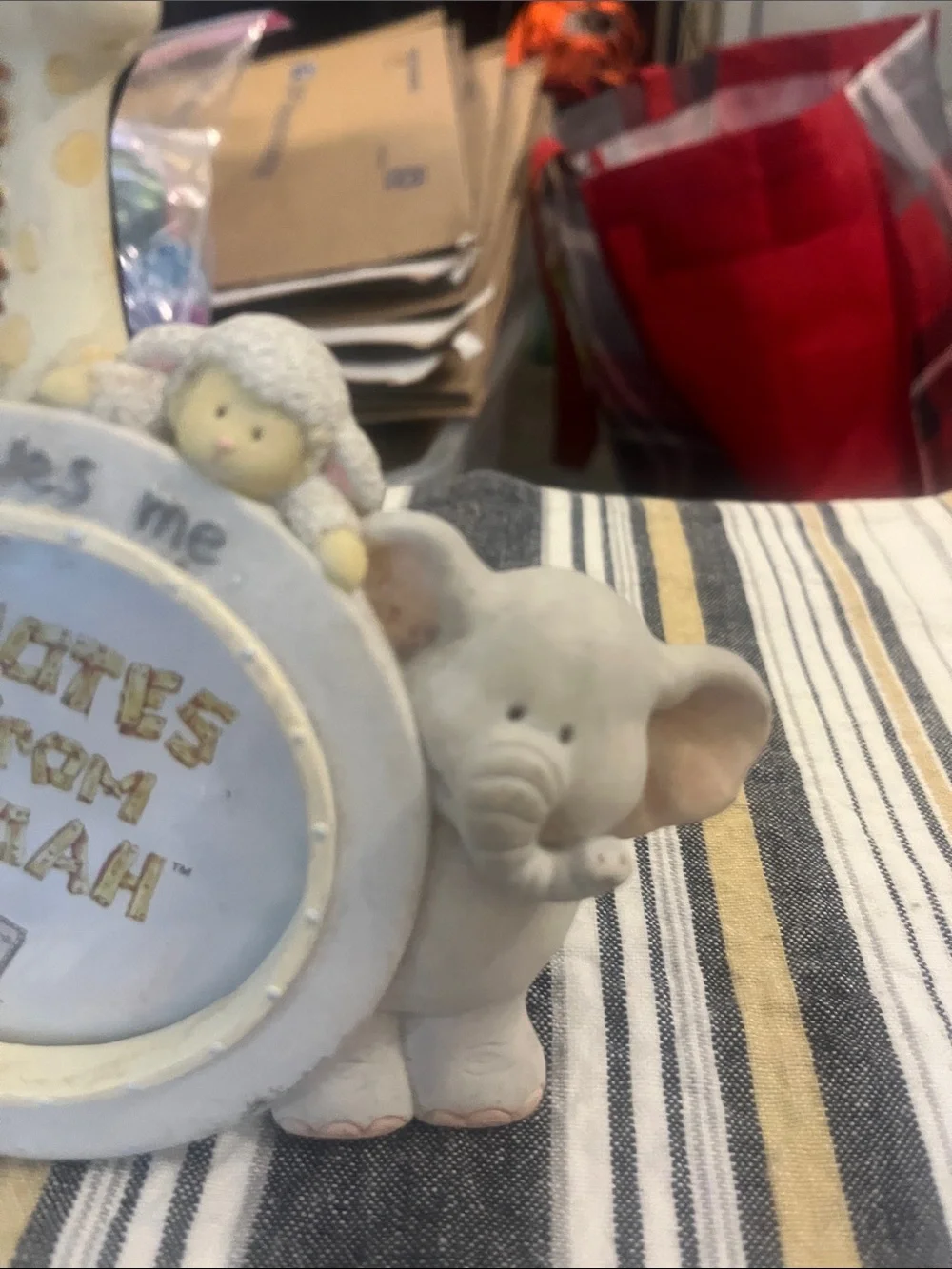 Russ Nursery Photo Frame with Giraffes, Elephants, and Lambs in Cream  Tan 165